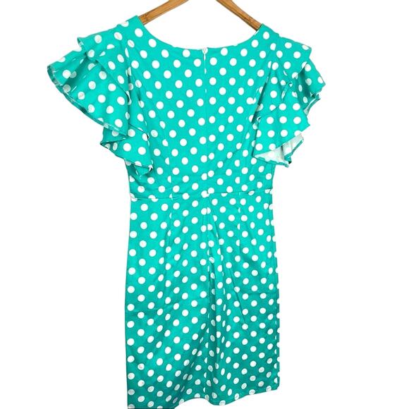 Mint Green Polka Dot Dress Ruffle Sleeves XXL - Picture 3 of 13